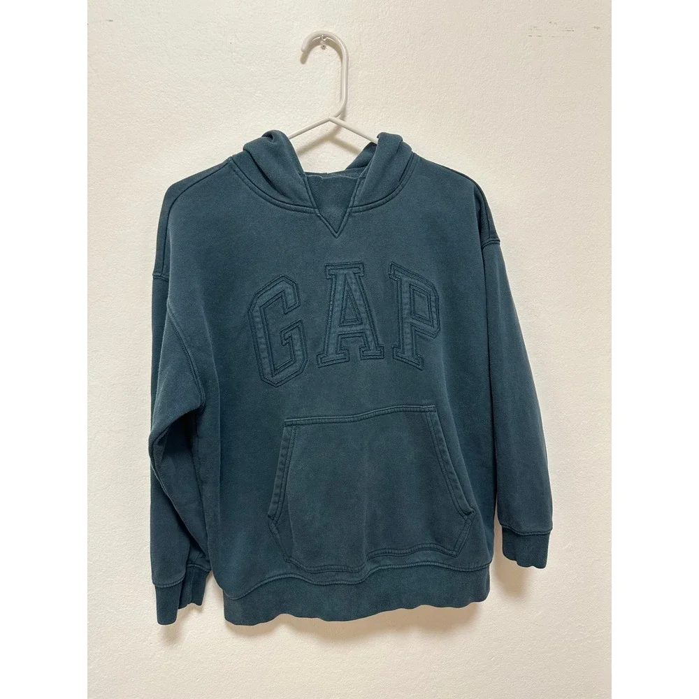 GAP Teen Blue Pullover Hoodie Sweatshirt Classic Logo Pocket Casual Comfy
